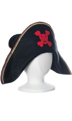 Travel the seas in high style with our handcrafted felt pirate hat. We create these hand appliqued hats from top quality 85% wool 15% rayon felt made in the USA! Metallic trim at the edge adds to the fun of this great hat. Boys, girls and big people love them, too! Fit: Medium fits child to medium adult heads. Toddler fits 1-3 year olds. Care: Dry clean or hand wash Pirate Hat With Curved Brim For Costume, Adjustable Brimmed Pirate Hat, Pirate-style Brimmed Costume Hat, Adjustable Pirate Hat For Costumes, Adjustable Pirate Hat For Costume, Pirate Style Brimmed Hat For Costume Party, Pirate-style Brimmed Hat For Costume Party, Pirate Style Brimmed Costume Hat For Parties, Adjustable Pirate Hat For Themed Events