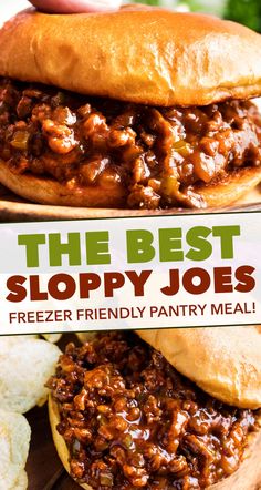 the best sloppy joes freezer friendly pantry meal is made with only three ingredients