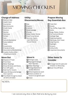 the moving checklist is shown in this image