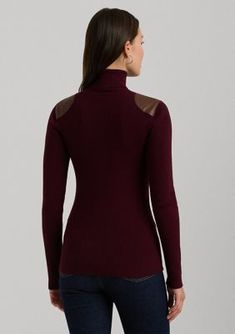 Rib-knit with a soft cotton blend, this slim-fitting turtleneck is designed with sumptuous faux-leather shoulder patches for a luxurious finish. Slim fit Intended to hit at the hip Size medium has a 25" body length and a 24" sleeve length Body length is taken from the high point of the shoulder Sleeve length changes 0.5" between sizes Turtleneck Long sleeves Faux-leather shoulder patches Model is 5'10" (178 cm) and wears a size small By choosing Lauren Ralph Lauren's cotton products, youre supporting Lauren Ralph Lauren's investment in the Better Cotton mission to help cotton communities survive and thrive while protecting and restoring the environment. This product is sourced via a system of mass balance and therefore may not contain Better Cotton. Visit bettercotton.org/massbalance for m Ribbed Turtleneck Sweater, Ribbed Turtleneck, Ralph Lauren Womens, High Point, Shoulder Sleeve, Lauren Ralph Lauren, Turtleneck Sweater, Leather Trims, Rib Knit