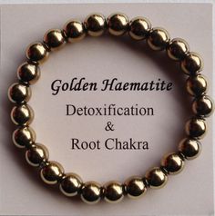 GOLDEN HEMATITE Bracelet Stretch Fit, 8mm Golden Hematite Crystal Bracelet, Protection Bracelet, Root Chakra Alignment, Detoxification, Grounding Gemstone: Golden Hematite Item Details: Stretch Fit Bracelet  The approximate length is 7.5 inches but it will stretch to fit most wrist sizes. Please send a message if you require a larger or smaller size (at no additional cost) Bead size: 8mm  Due to different light and screen, the color may be slightly different from the picture. - Every natural sto Chakra Alignment, Hematite Crystal, Chakra Racine, Hematite Bracelet, Fitness Bracelet, Protection Bracelet, Root Chakra, Different Light, Crystal Bracelet