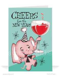 atomic retro mid-century modern cheers to the Happy New Year greeting cards Cards For Business, Vintage Happy New Year, Atomic Retro, Vintage Holiday Cards, New Year Cards, New Year Greeting, Happy New Year Cards, Happy New Year Greetings, New Year Designs