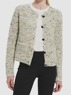 $394 Theory Women Ivory Merino Wool Blend Bouclé Cardigan Sweater Size S Description Roundneck Long Sleeves Button Front Waist Patch Pockets Merino Wool/Nylon/Viscose Dry Clean Imported About Us We sell only 100% authentic clothing from new with tags to gently used. We have a 100% authentic or money back guarantee on every item we sell. Items are listed daily so make sure to put us on your favorite! We have been in business for over 10 years selling tens of thousands of designer items. We strive to meet your designer needs at a quality price! Payment Shipping Returns Payment accepted via paypal, credit/debit card. Shipping is usually within 24 hours of purchase (M-F). Super fast service. Tracked delivery. 100% satisfaction guaranteed. Please review our eBay return policy for more details. Tweed Cardigan, Gray Cashmere Sweater, Boucle Sweater, Belted Cardigan, Button Front Cardigan, Short Sleeve Cardigan, Button Cardigan, Designer Items, Green Wool