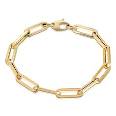 Timeless Chunky Chain Bracelet For Everyday, Timeless Everyday Chunky Chain Bracelet, Timeless Link Chain Bracelet With Paperclip Chain, Gold Paperclip Chain Bracelet For Formal Occasions, Gold Bracelet With Paperclip Chain For Formal Occasions, Classic Tarnish-resistant Chain Link Bracelet, Formal Yellow Gold Link Paperclip Bracelet, Classic Gold Cable Chain Link Bracelet, Gold-tone Link Bracelets With Paperclip Chain