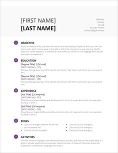 a professional resume with no work experience is shown in this image, it shows the front and