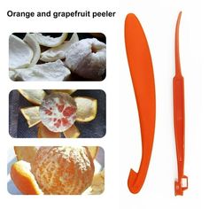 an orange and grapefruit peeler is shown with the instructions for it to use