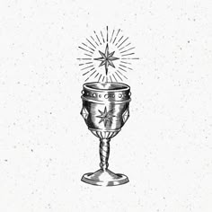 a drawing of a silver cup with a star on top