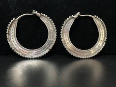 XLARGE Vintage Afghan Silver Saw-blade Hoop Earrings Old - Etsy Traditional Nickel-free Hoop Earrings, Traditional Round Hoop Earrings Nickel Free, Traditional Round Nickel-free Hoop Earrings, Traditional Small Hoop Earrings For Festival, Traditional Small Hoop Nickel-free Earrings, Traditional Small Hoop Earrings Nickel Free, Traditional Round Hoop Earrings For Festivals, Nickel-free Small Hoop Traditional Earrings, Pierced Hoop Earrings For Festivals