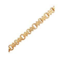 The Eternal Link Bracelet is that just-right balance of bold enough without being chunky. It's substantial, solid, and a timeless beauty you'll wear for years to come. This gold vermeil bracelet is formed of alternating ovular, circular, and beaded bar links there is dimension and detailed shine at all angles. The everlasting interlinking represents eternity and growth in each phase of your life, coming together for a joined thing of beauty. Materials: 14k Gold Vermeil Our vermeil is an especial Timeless Gold Bracelets With Rectangular Links, Timeless Gold Bracelets With Oyster Detail, Gold Timeless Oyster Bracelet, Heirloom Style Gold Metal Bracelet, Classic Gold Sterling Silver Oyster Bracelet, Timeless Gold Sterling Silver Bangle Bracelet, Timeless Gold Engraved Bracelets, Timeless Gold Engraved Bracelet, Timeless Gold Bracelet With Engraving