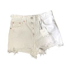 New With Tags Zara White Denim Short Shorts Size 4 (36) Distressed High Waist As Pictured Questions? Leave A Comment Below! Chic Ripped Jean Shorts, Chic High Rise Distressed Jean Shorts, Chic Distressed Cutoff Shorts, Chic Distressed Jean Shorts, Chic Distressed Shorts For Spring, White Ripped Jeans For Summer, White Distressed Jeans For Summer, Chic Ripped Jean Shorts For Spring, Chic Distressed Cotton Jean Shorts