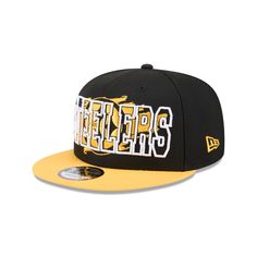 The Pittsburgh Steelers Splatter 9FIFTY Snapback features an embroidered Steelers wordmark with paint splatter logo at the front panels. Additional details include a snapback closure and tag at the rear. Collegiate Snapback Hat With Letter Print For Streetwear, Urban Style Sports Snapback Hat With Letter Print, Urban Style Snapback Hat With Letter Print For Sports, Urban Style Letter Print Snapback Hat For Sports, Urban Letter Print Snapback Hat For Sports, Sporty Snapback Hat With Letter Patch For Streetwear, Team-colored Baseball Cap For Streetwear, Team-colored Flat Bill Trucker Hat For Streetwear, Team-colored Snapback Hat With Embroidered Logo For Streetwear