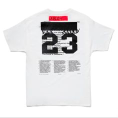 Brand New *Limited Quantities Available* Designed By Virgil Abloh - Off-White Founder Mca Exclusive “Figures Of Speech” This Listing Is For The “Team Shirt” Only White Logo Print T-shirt For Streetwear, White Graphic Print Top For Streetwear, White Streetwear Top With Back Print, White Top With Back Print For Streetwear, White Print Logo Tops For Streetwear, White Print Logo Streetwear Tops, White Print T-shirt With Back Print For Streetwear, Tan Text Print T-shirt For Streetwear, Figures Of Speech