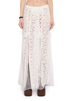 Current Mood Sheer Floral Mesh Lace Self-Tie Maxi Skirt - Off White Boomtown Outfit, Core Dresses, Fairy Core Outfits, Current Mood Clothing, Core Outfits, Conservative Outfits, Sheer Maxi Skirt, Pride Outfit, Current Mood