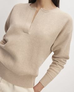 The Cotton-Merino Vintage Henley Warm Oat Heather – Everlane Versatile Everyday Sweater, Classic Fall Henley For Workwear, Classic Fall Henley For Work, Classic Henley For Layering In Fall, Fall Cashmere Tops For Daywear, Versatile Workwear Sweater With Ribbed Cuffs, Classic Henley For Fall Layering, Versatile Sweater With Ribbed Cuffs For Work, Fall Layering Henley With Crew Neck