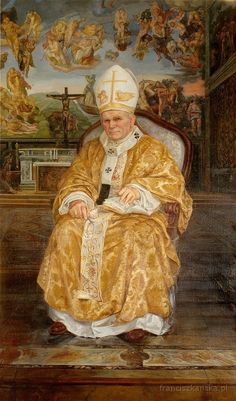 a painting of the pope sitting in a chair