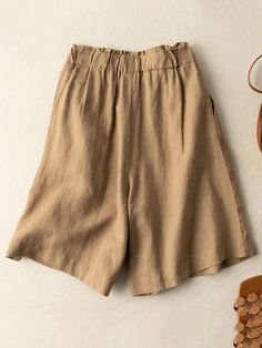 UOOZEE Casual Pants With Built-in Shorts For Fall, Casual Khaki Solid Color Shorts, Trendy Knee-length Solid Color Bottoms, Fall Short Length Solid Color Bottoms, Casual Solid Knee-length Pants, Casual Knee-length Pants, Knee-length Bottoms For Beach, Casual Knee-length Beach Bottoms, Casual Beige Solid Color Shorts