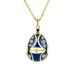 "Royal Blue Locket Necklace / Vintage Style Necklace with Diamond and 18K Gold / Guilloche Enamel Easter Egg Pendant/ Fine Jewelry By Chelebi Royal Blue Locket Egg Necklace is set with natural diamonds and enameling with glass enamel. It is 18K solid yellow gold also Enamel and diamonds are used in the chain of the necklace. The Guilloche patterns on the bottom of the transparent enamel are completely hand-engraving. This Enamel Egg Locket will be a great choice for daily use or gifting. DETAILS Luxury Blue Locket Necklace, Gold Enamel Necklaces With Detachable Pendant, Luxury Gold Enamel Necklace, Gold Enamel Necklace With Detachable Pendant, Formal Fine Jewelry Enamel Necklace, Luxury Yellow Gold Necklaces For Keepsake, Luxury Yellow Gold Necklace For Keepsake, Luxury Yellow Gold Keepsake Necklace, Engraved Yellow Gold Necklace With Enamel