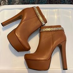 The Best Booties With Gold Ankle Details Wear Casually Or Dress Up Leather Upper Zippered Inside Platform Front Never Worn But No Box Black Chunky Boots, Lug Sole Booties, Studded Ankle Boots, Womens Stilettos, Studded Boots, Wedge Ankle Boots, Size 11 Heels, Black Ankle Booties, Pointed Toe Heels