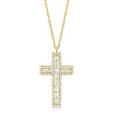 Style Number - AZ16155 Necklace Royal, Baguette Necklace, Stackable Diamond Rings, Diamond Baguette, Diamond Cross Necklaces, Diamond Bangles Bracelet, Cross Jewelry, Jewelry Repair, Cross Pendant Necklace