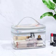 Transparent 2-Layer Clear Jelly Makeup Bag Cosmetic & Toiletry Bags Pink Sweetheart Clear Makeup Bags, Travel Bag Organization, Make Up Organiser, Toiletries Organization, Women Cosmetics, Toiletry Kit, Beauty Case, Wash Bag, Travel Toiletries