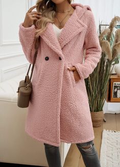 Elevate your autumn and winter wardrobe with our Teddy Longline Pocketed Coat in a blush pink hue! Stay warm and stylish with this cozy and versatile coat featuring a unique longline silhouette and practical pockets. Perfect for adding a touch of sophistication to any outfit, this coat is a must-have for the season! Size Guide: Model is 5’8” tall, and has a 33.5” bust, 26.4” waist, & 35.6” hips. She is wearing a S / US 4 / AU 8. This long coat is true to size. Material: Self & Lining 100% Polyester. Feature: Notched lapel collar. Side pockets. Front button closure. Full-length. Fully lined. Longline oversized relax fit. Care Instructions: Machine wash / Cold hand wash Outerwear Women Winter, Dirndl Outfit, Plush Coat, Elegant Jacket, Bandeau Tops, Elegant Coats, Hooded Faux, Winter Outerwear, Mini Robes