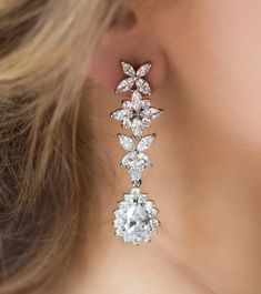 "Wedding Earrings, Wedding Jewelry, bridal earrings, drop earrings, dangle earrings, crystal earrings, cubic zirconia earrings, chandelier earrings, crystal jewelry, white gold earrings, swarovski earrings ► Spend $200 | Receive 10% OFF Your Order with Code: 10OFF200 ► Please note in your order when your wedding date is FOR MATCHING JEWELRY TYPE \"E232\" in our shop search box. Fall in love all over again with these drops that are intricately designed and set carefully with high quality Swarovsk Glamorous Dangle Diamond Earrings For Wedding, Wedding Diamond Dangle Earrings, Dazzling Diamond White Chandelier Earrings For Wedding, Teardrop Diamond Cluster Earrings For Wedding, Diamond White Drop Earrings For Wedding, Diamond Cluster Drop Earrings For Wedding, Elegant Drop Chandelier Earrings In Cubic Zirconia, Elegant Cubic Zirconia Drop Chandelier Earrings, Diamond Drop Crystal Earrings For Wedding