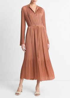 Satin Long Sleeve Dress, Pleat Dress, Satin Long Sleeve, Timeless Dress, Sweater Collection, Dinner Dress, Pleated Midi Dress, Sleeve Midi Dress, Long Sleeve Midi