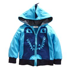 Size: 2t 3t 4t 5t 6 Material: Cotton Blend Care: Machine Wash Blue Hoodie With Cartoon Print For Fall, Playful Cotton Outerwear For Outdoor, Cute Blue Hoodie With Cartoon Print, Hooded Cartoon Print Outerwear For Fall, Winter Hooded Outerwear With Cartoon Print, Hooded Winter Outerwear With Cartoon Print, Playful Hooded Outerwear With Adjustable Hood, Cotton Outerwear With Adjustable Hood For Playtime, Adjustable Hood Long Sleeve Outerwear For Playtime