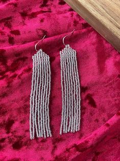 Shining Silver Earrings Bright Beaded Earrings Glossy Seed Bead Earrings Wedding Bridal Earrings Fringe Bead Earrings Evening Earrings Gift - Etsy Ukraine Fringe Bead Earrings, Evening Earrings, Earrings Wedding, Seed Bead Earrings, Bead Earrings, Bridal Earrings, Seed Bead, Earring Gifts, Beaded Earrings