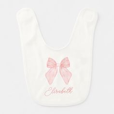 Personalized Pink Bow coquette aesthetic baby bib makes a perfect gift for a new baby. This Personalized Pink Bow coquette aesthetic baby bib can be customized with a name making this a perfect personalized new baby gift. Customizable White Bib For Babies, Customizable White Birthday Bib, Personalized White Bib For Birthday, Cute Pink Bib For Gift, Cute Pink Bib As A Gift, Cute Pink Bib As Gift, Personalized White Birthday Bib, Personalized Bib For First Birthday, Cute Personalized Birthday Bib