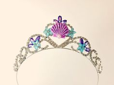 "DO NOT COPY - ORIGINAL DESIGN BY LIKE THE STARS, 2018 Princess Ariel Tiara,Mermaid Baby Crown, Mermaid Headband, Mermaid Crown,Women Mermaid Crown,Mermaid Birthday Crown, Under the Sea Crown. Rhinestone metal crown- fits baby toddler kids and adults! Very Comfortable to wear - just like regular headband - fit all Designed FOR MAXIMUM COMFORT With this Especially Design your princess can wear it all day long with no worries that it will fall down and that will not be Comfortable. This headband g Ariel Costume Kids, Ariel Costume Diy, Princess Tiana Costume, Sea Crown, Mermaid Birthday Outfit, Crown Women, Mermaid Halloween Costumes, Mermaid Tutu, Mermaid Headband