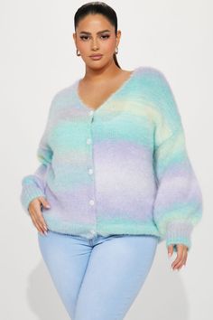 Available In Multi Color. Cardigan Sweater Long Sleeve V Neck Button Front Ombre Stripe Disclaimer: Print Placement May Vary 100% Polyester Imported | Adara Cardigan size 1X by Fashion Nova Cheap Pink Stretch Cardigan, Cardigan Sweater Coat, Long Sweaters Cardigan, Cute Swag Outfits, Print Placement, Cardigan Fashion, Women Hoodies Sweatshirts, Cropped Cardigan, Sweater Coats