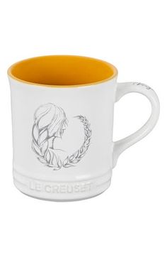 Get a star-sign start to your day with this beautifully illustrated mug crafted from hearty stoneware to help keep your beverage at the perfect temperature. 4.7" x 3.9" x 5.2" 0.8 lb. Holds 14 oz. Stoneware Dishwasher safe Imported Mug Crafts, Stoneware Mugs, Le Creuset, Star Sign, Bright Yellow, Star Signs, Mug Cup, Stoneware, Dishwasher Safe