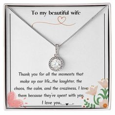 Amazing gift for wife Surprise your loved one with a timeless and elegant gift. Our dazzling Eternal Hope Necklace features a cushion cut center cubic zirconia that will sparkle with every step. The center crystal is adorned with equally brilliant CZ crystals, ensuring a stunning look every wear. Wow her by gifting her an accessory that will pair with everything in her wardrobe! 14k white gold finish over stainless steel8mm cushion-cut center cubic zirconia crystal1.2mm accent CZ crystalsPendant dimensions: 0.6" (14mm) height / 0.5" (11.6mm) widthAdjustable box chain length: 16" - 18" (40.64- 45.72cm)Lobster clasp Your piece is lovingly packaged in a complimentary soft touch box for easy gifting. Elevate your presentation by upgrading to the mahogany style luxury box, which features a bril Wife Jewelry, Wife Necklace, Hope Necklace, Anniversary Gifts For Wife, Luxury Boxes, Sentimental Gifts, Love Cards, Elegant Gift, Gifts For Wife