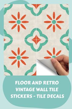 a person is using a sticker to decorate the floor and retro wall tile designs