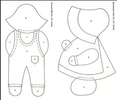 the paper doll is made to look like it's wearing overalls and hat