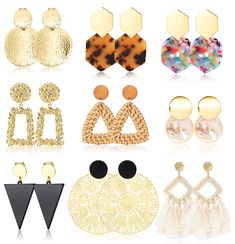 PRICES MAY VARY. ❤CLIP ON DROP EARRINGS❤ One order includes 9Pairs statement clip on drop earrings in different styles, Like rattan earrings, Acrylic earrings, Tassel earrings, Round earrings, Geometric earrings. Meeting your different daily needs. These clip on earrings look cool, It highlights your distinctive personality and popular with girls. ❤DESIGNED WITHOUT PIERCED EAR❤ Ear clip earrings, Specially designed for people without pierced ears. These bohemian style dangle earrings are also ex Rattan Earrings, Bohemian Style Design, Tassel Earing, Earrings Acrylic, Resin Acrylic, Jewelry Words, Packing Jewelry, Everyday Gifts, Acrylic Designs