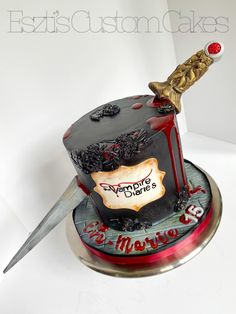 Damon Salvatore Birthday Cake, The Vampire Diaries Birthday Party, Dark Cake Ideas, The Vampire Diaries Birthday Ideas, Damon Salvatore Cake, Vampire Cake Birthday, Tvd Birthday Cake, Twilight Food Ideas