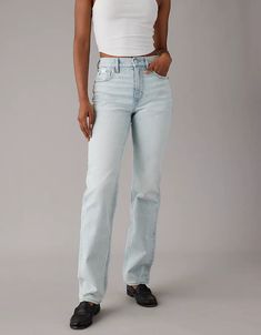 AE Stretch Super High-Waisted Straight Jean Vacation Clothes, Christmas 2024, Vacation Outfits, Women's Jeans, Straight Jeans, Straight Leg Jeans, Dream Closet, American Eagle Outfitters, American Eagle