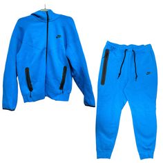 Nike  Sportswear Tech Fleece  Windrunner + Slim Fit Taper Leg Regular  Length  SET  (L) BLUE  NEW WITH TAGS AS SEEN IN PICTURE Blue Nike Tech, Bape Hoodie, Fleece Outfit, Nike Sportswear Tech Fleece, Nike Tech Fleece, Nike Tech, Tech Fleece, Active Wear Pants, Blue Nike