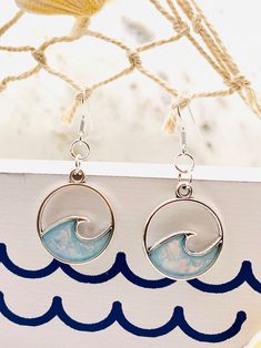 Baby Blue Opal Effect Wave Resin Earrings Hypoallergenic - Etsy Round Beach Earrings For Summer, Round Summer Beach Earrings, Blue Ear Wire Earrings For The Beach, Resin Dangle Earrings For Beach, White Resin Earrings For The Beach, Blue Resin Jewelry For Summer, Blue Resin Earrings For The Beach, Resin Drop Earrings For Beach, Blue Resin Earrings For Beach