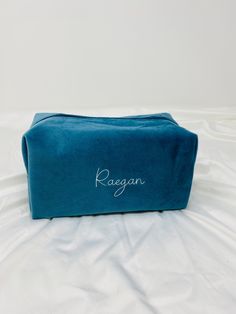 Velvet Personalized Makeup Bag Toiletry Bag Bridesmaid - Etsy Elegant Box Bag With Removable Pouch For Gift, Gift Box Bag With Removable Pouch In Rectangular Case, Green Box Bag As Gift, Gift Rectangular Box Bag With Removable Pouch, Blue Rectangular Pouch For Personal Use, Rectangular Blue Pouch For Personal Use, Customizable Green Bags For Personalized Gifts, Blue Pouch Box Bag As Gift, Blue Box Bag With Removable Pouch As Gift