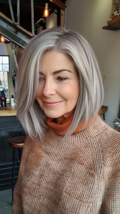 80+ Cute Gray Bob Hairstyles You Need To Try! Gray Bob Hairstyles, Gray Bob, Haircut Gray Hair, Shoulder Length Bob Haircut, Grey Bob Hairstyles, Shoulder Haircut, Gray Hairstyles, Grey Bob, Grey Hair Transformation