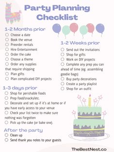 a party planning checklist with balloons on it