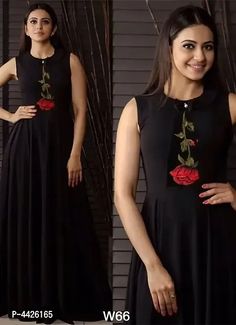 Black Lovers, Casual Gowns, Rayon Kurti, Sleeveless Gown, Designer Tops, Dresses Dresses, Indian Designer, Designer Gowns