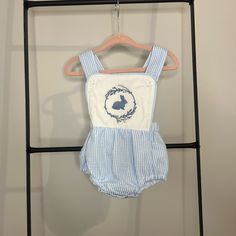 Nib. Blue Smocked Bunny Bubble. Size 12m. Smoke Free/Pet Free Home Onesie Dress, Baby Dior, Vintage Kids Clothes, Buster Brown, Vintage Romper, Vintage Toddler, Blue One Piece, Kickee Pants, Newborn Sets