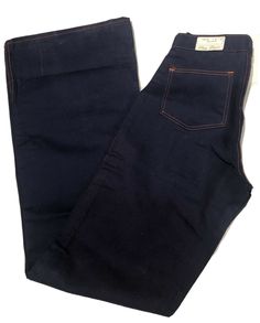 "* Tagged 27 x 34, Measurements Are * Waist 25\" * Length 45\" * Bottom Length 11\" * Inseam 33.5\" * Rise 10 \" MPN: 902 / 5033 SKU:1090F*" Vintage Dark Wash Pants For Fall, Retro Rigid Denim Bottoms For Fall, Retro Fitted Rigid Denim Jeans, Retro Fitted Jeans In Rigid Denim, Fitted Vintage Flare Jeans With Five Pockets, Retro Style Denim Blue Cotton Pants, Vintage Fitted Cotton Flare Jeans, Fitted Retro Jeans, Fitted Vintage Cotton Flare Jeans