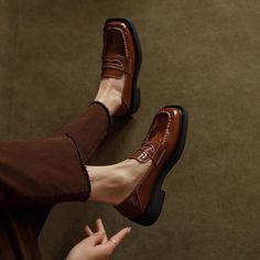 These loafers are designed in a timeless, minimal silhouette, so you'll be sure to wear them often. Made from soft leather, soft bottom that ensure all-day comfort. Wear yours with tailoring and denim alike. Color: Coffee/BlackMaterial: Patent Cow LeatherLining: Genuine LeatherInsole: Cow LeatherSole: RubberHeels: 3.5 cm/1.38" Weight:Fit: Medium to Wide, Runs Normal.Origin: Made in China Production Time: About 5-7 days (Any exceptional case will email you, Please pay attention to your email left Penny Loafers For Women, Mori Girl Fashion, Oxford Boots, Coffee Black, Color Coffee, Comfort Wear, Leather Texture, Western Cowboy Boots, Flat Boots