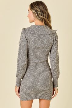 Zip Up Collared Cable Knit Long Sleeve Kim Dress, Cable Knit, Zip Ups, Long Sleeve, Knitting