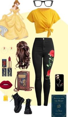 Princess Bell Inspired Outfits, Disney Princess Outfit Ideas Casual, Princess Diaries Disneybound, Disney Character Inspired Outfits Casual, Disneyland Inspired Outfits, Auradon Prep Aesthetic Outfits, Disney World Bounding Outfits, Bell Inspired Outfit Disney, Belle Bounding Outfits